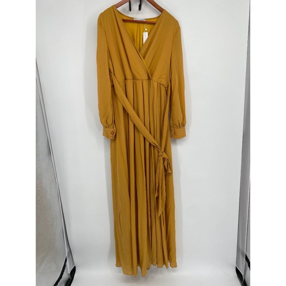 NWT Baltic Born Lydia Maxi Dress in Mustard with tie waist DRESS LONG SLEEVE XL